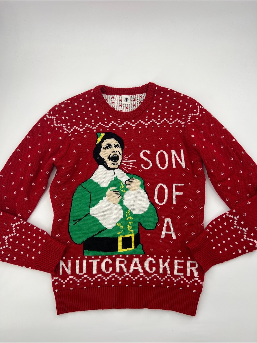 ELF Red Green 'Son of a Nutcracker' Crewneck Sweater Holiday Christmas S Unisex